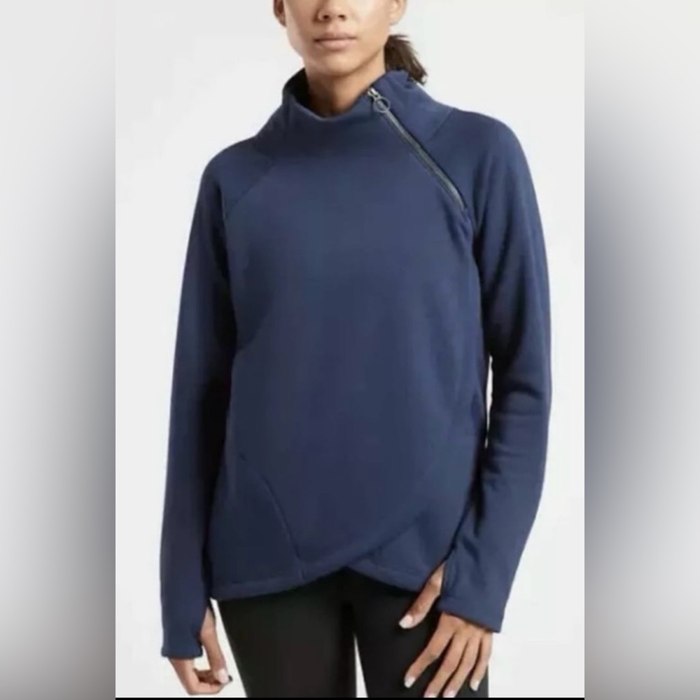 Athleta Cozy Karma Asym Pullover Size XS Blue
